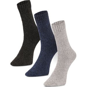 Alpaca-wollen sokken (Maat 41-47) - 3 Paar - Dik - Blauw/Grijs/Zwart - Winter sokken - Warme sokken - Dikke sokken - American Alpaca - Mannen