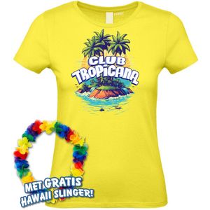 Dames t-shirt Tropical Island | Toppers in Concert 2024 | Club Tropicana | Hawaii Shirt | Ibiza Kleding | Lichtgeel Dames | maat XXL