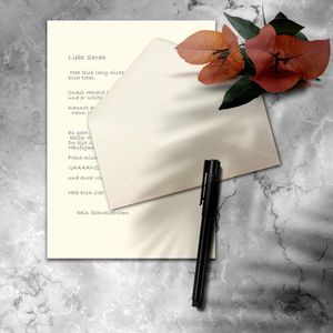 Set van 25 x briefpapier, DIN A4 met DIN lange enveloppen, nat lijmen - natuurlijk wit - mat schrijfpapier met enveloppen