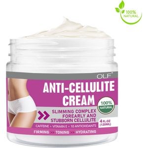 OLF Anti-Cellulite Crème - 120ml - Vitamine C en E + Cafeïne - Natuurlijke Ingrediënten - Verstevigend - Afslankend