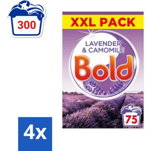 BOLD - Waspoeder - 2 in 1 - Lavendel en Kamille - 75 Wasbeurten - Voordeelverpakking - 4 stuks