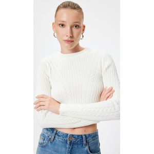Koton - Trui - Wit - Vlecht Brei - Lange Mouw - Korte Pasvorm