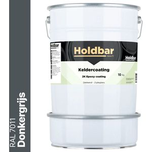 Holdbar Keldercoating Donkergrijs (RAL 7011) 10 kg - Kelder waterdicht maken - Alle Kleuren - Kelder Epoxy - Krasvast - Eenvoudig reinigbaar - Vochtregulerend - 2 Componenten