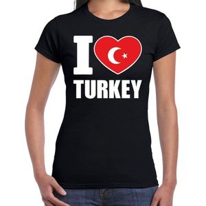 I love Turkey t-shirt zwart voor dames - Turks landen shirt -  Turkije supporter kleding S