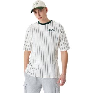 New Era Pinstripe T-shirt Met Korte Mouwen Beige L Man