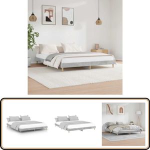 vidaXL Bedframe - Bewerkt hout - Betongrijs - 120x200 cm Bed Frame - Houten Bed - Tweepersoons Bed - Grijs Bed - Betonnen Grijze Bed