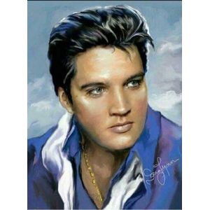 Denza - Diamond painting Elvis Presley 40 x 50 cm uniek volledige bedrukking ronde steentjes - elvis - nieuw - optreden -direct leverbaar - portret - the king - legende - militair - uniform -