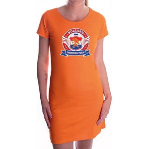Koningsdag Willem drinking team jurkje  oranje dames - Koningsdag kleding XL