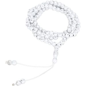 Muslim Prayer Bead Bracelet Rosary Beads 49cm Gift Resin Worship for Ceremony for Ramadan for Eid (White)