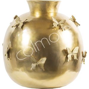 Colmore by Diga ronde gouden vaas extra groot met vlinders 64 x 66 cm