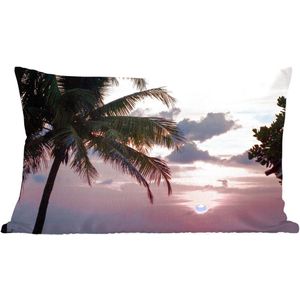 Sierkussen - Tropisch Palmboom Zon - Blauw - 30 Cm X 50 Cm