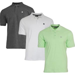 3-Pack Donnay - Polo (Noah) - Sportpolo - Heren - Charcoal/White/Lemon green (577) - maat M