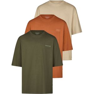 Jack & Jones Heren T-Shirt JJECHARGE 3 Set Pack bequem Veelkleurig M Ronde Hals Volwassenen gemaakt van 100% katoen