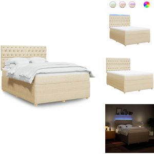 vidaXL Boxspringbed - Boxspringbedden - Slaapkamer Meubilair - Boxspring - Boxspring met matras stof crèmekleurig 140x190 cm