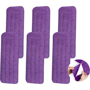 Spray Mop Navulpads –6 Stuks Herbruikbare Microvezel Mopkoppen Compatibel met Toonaangevende Spray- en Vlakmoppen, Voor Droog en Nat Dweilen op Houten, Laminaat- en Tegelvloeren