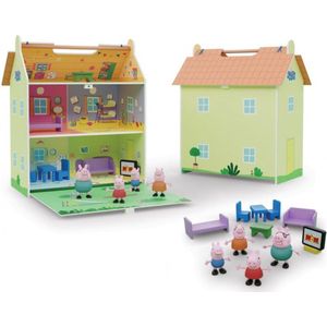 Peppa Pig Poppenhuis - Hout - Speelhuis met Meubels en Speelfiguren - 39 x 36 cm