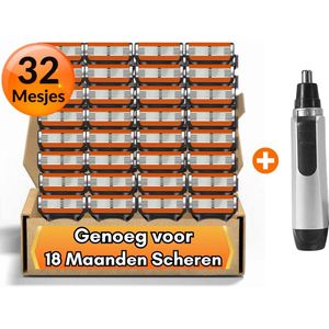 Maxenza Scheermesjes en Neustrimmer Set - Geschikt voor Gillette Fusion5 Scheermesjes - 32 Scheermesjes - Geschikt voor Gillette Fusion 5 - Scheermesjes Mannen