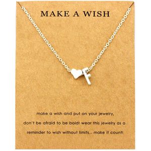 Initiaal Ketting met Letter F Zilverkleurig - Met letter & Hartje! - Naam Ketting Cadeau - Geluksketting op Kaartje - Pax Amare