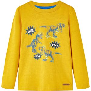 vidaXL - Kindershirt - met - lange - mouwen - 104 - okerkleurig