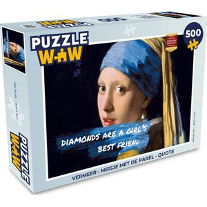 Puzzel Vermeer - Meisje met de parel - Quote - Legpuzzel - Puzzel 500 stukjes