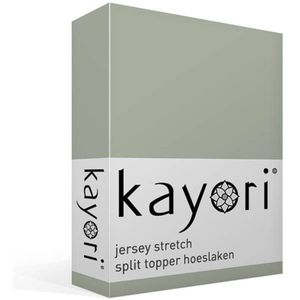 Kayori Shizu jersey stretch split-topper hoeslaken - Tweepersoons - Groen