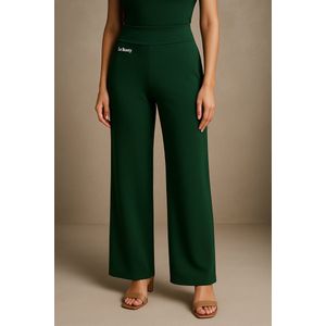 La Booty- Lange Katoenen Dames sportbroek- wijde broek- Zomerbroek- High Waist- Donkergroen- Handmade- Maat XL