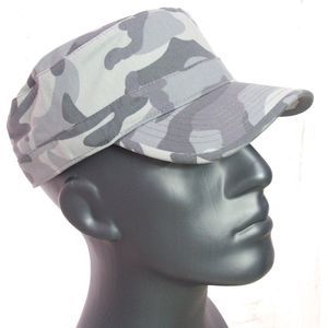 Katoenen cadet cap army pet zomerpet camouflage print grijs lichtbeige maat one size