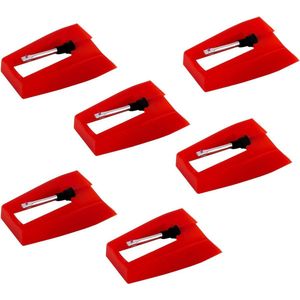 Platenspeler Naald - 6-delige Set Vervangende Accessoires voor Vinyl LP Record Player - Rood
