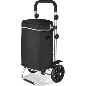Topmove Boodschappentrolley - 40 liter-met wielen - zwart - Opvouwbaar - Afneembare boodschappentas - Inclusief uitneembare koeltas-
