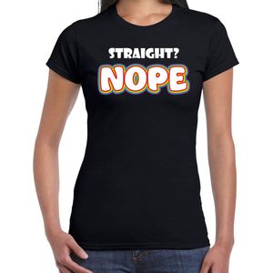 Bellatio Decorations Gay Pride shirt - straight? nope - regenboog - dames - zwart XXL