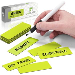 25 Whiteboard Magneten Balk 7,5 x 2,5 cm Groen - Herschrijfbaar