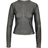 Noisy may - Nmstar Foil High Neck Mesh - T-shirt - Zwart - Dames