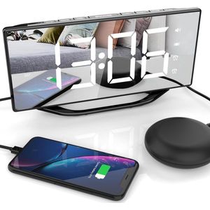 Digitale Spiegelwekker met Bedshaker en Vibratie - Ideaal voor Zware Slapers