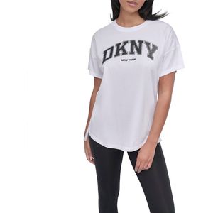 DKNY - Arched Varsity Glitter Logo - T-shirt - Wit