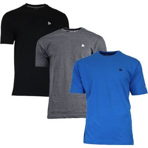 Donnay - Vince - T-shirt - Zwart/Charcoal-marl/Active-blue - 3-Pack