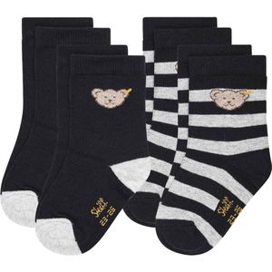 Steiff - Sokken - Verpakking van 4 - Bio-Baumwolle - Unifarben en Gestreept