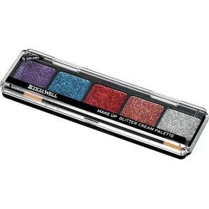 Leticia Well - Glitter Cream Make-up Palette Ogen en Lippen - 5 tinten paars/blauw/rood/koper/zilver - nummer 04