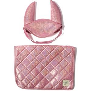 ByAstrup Stokpaard Zadeldekje en Muts Glitter Roze