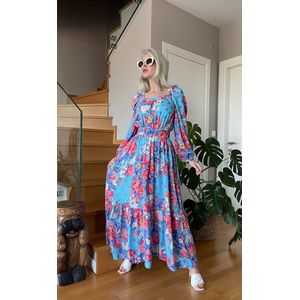 Blousejurk/SIRMAZA/BLAUW/BLOEMIG