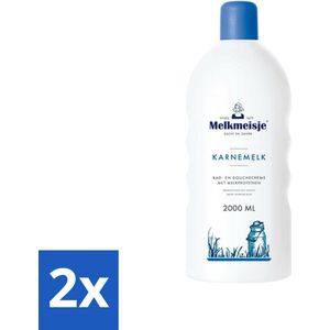 2 x Melkmeisje Bad en Douche Crème Karnemelk 2000 ml - Badschuim - Doucheschuim - Karnemelk - Verzorging - Milde Reiniging