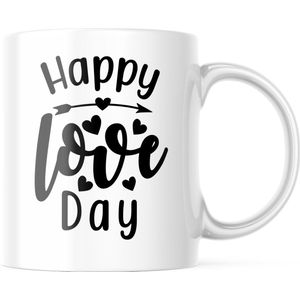 Valentijn Mok met tekst: Happy Love Day | Valentijn cadeau | Valentijn decoratie | Grappige Cadeaus | Koffiemok | Koffiebeker | Theemok | Theebeker