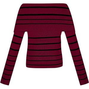Gestreepte off shoulder top - nieuwe collectie - dames - bordeaux - maat S/M