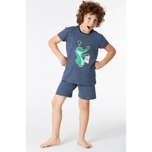 Woody pyjama jongens/heren - marineblauw-wit gestreept - krokodil - 221-1-PZA-Z/981 - maat 104