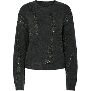 Pieces Trui Pcrada Ls O-neck Sequin Knit Bc 17153432 Dark Grey Melange/dtm Sequin Dames Maat - M
