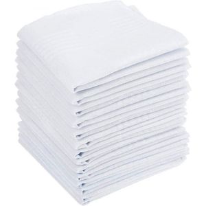 15 Stuks Heren Katoenen Zakdoeken - Stijlvolle Stoffen Pochetten - Wit 40 x 40 cm