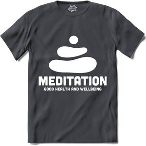 Meditation | Yoga - Namaste - Yoga mat - T-Shirt - Unisex - Mouse Grey - Maat M