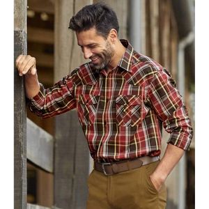 ATLAS FOR MEN - Geruit overhemd van popeline Western - Heren - Verkrijgbaar in grote maten - L