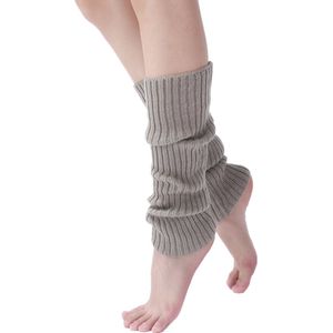 2 paar dames winter gebreide beenwarmers mode warme lange laarzen sokken winter gebreide sokken sport stretch kniehoge dames beenwarmers voor feest yoga ballet schaatsen - lichtgrijs+zwart