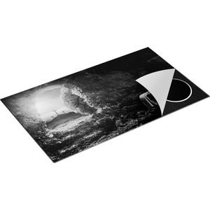 Chefcare Inductie Beschermer Kruisiging bij Zonsopgang - Opstanding Jezus - Zwart Wit - 90x50 cm - Afdekplaat Inductie - Kookplaat Beschermer - Inductie Mat
