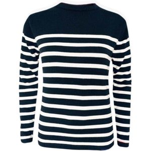 Breton Stripe Pullover Navy Natural Maritieme Trui Dames